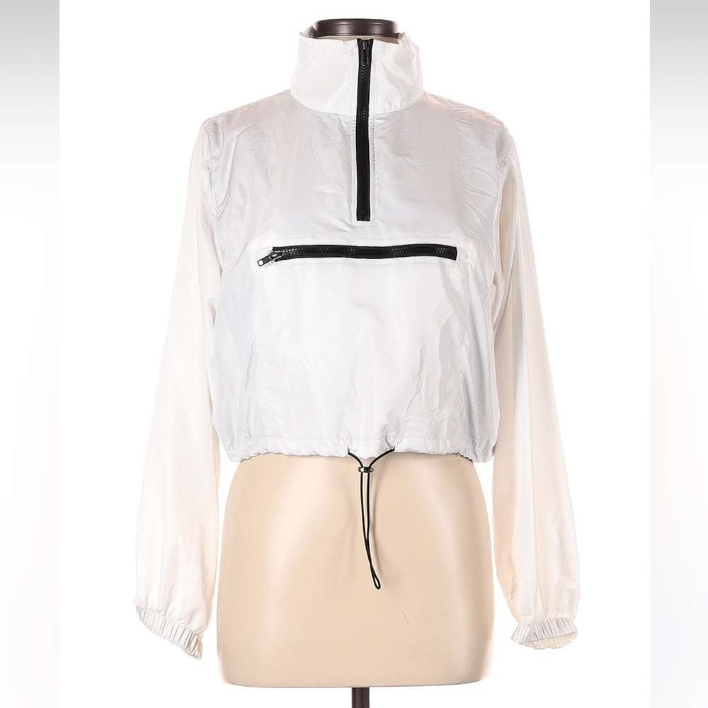 LOVETREE White and Black Zip-Up Wind Breaker Jacket